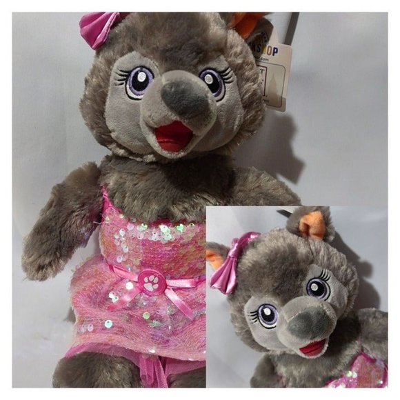 Build-A-Bear Other - Build a Bear Great Wolf Lodge Violet w/ exclusive pink sequin dress used w/ tags